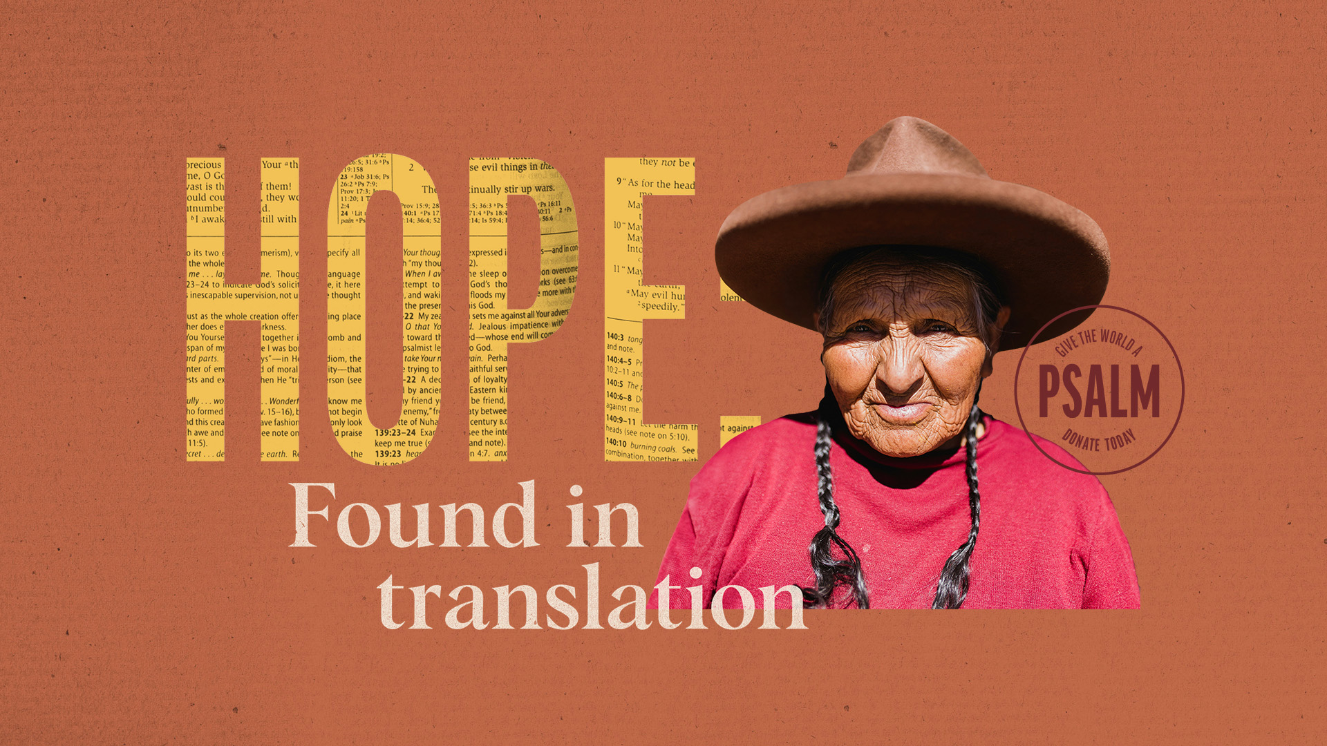 portrait of man with Hope: Found in translation title